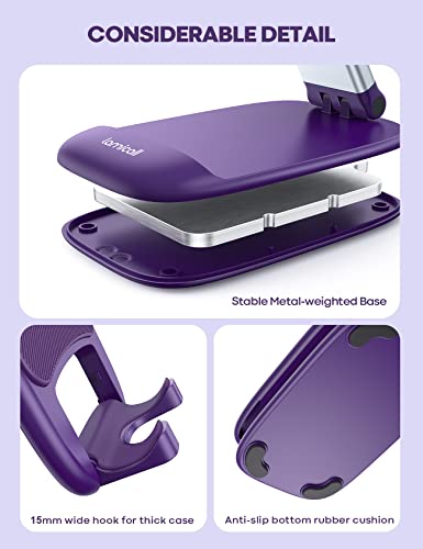 Lamicall Purple Phone Holder for Desk - Dark Purple Cellphone Stand Desk Accessories Desktop Office Must Have, Gifts for iPhone 17 16 15 14 13 Pro Max Mini, 12 11 XR X 8 7 6 Plus SE, 4-8'' Smartphone - color: Dark Purple