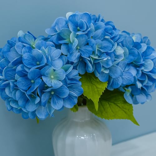 6pcs Artificial Hydrangea Flowers - Easy to Shape for Home Decor,Commercial Staging & DIY Crafts, Maintenance-Free Fake Flowers in Multiple Color Options, Flores Artificiales(Blue) - color: Blue