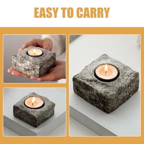 Ceramic Candle Holder Stone Texture Small Indoor Candlestick Holder Table Centerpiece Wedding Decor Minimalist Style for Home