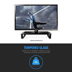 Type-S Black Tempered Glass Monitor Stand, TV, Laptop, Computer, All-In-One Desktop, Printer Riser [21.75 x 8.25 x 3.25 Inches]