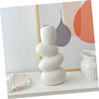 Holibanna Abstract Modern Ceramic Vase Cobblestone Shape for Dried Flowers Unique Home Decor for Tabletop and Office Decoration White Artistic Design