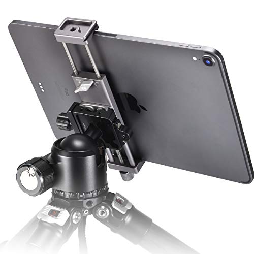 SHINEWEE Full Metal Tablet Tripod Holder - Compatible with iPad mini/Air/Pro | 1/4" Screw & Arca-Swiss Dovetail Mounts | Universal Tablet Clamp Adapter