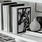 Peacoblue Metal Bookends for Shelves, Modern Decorative Heavy Duty Study Book Ends Stoppers for Office, Desk, Shelf, Room 5.3"x4.3"x7.9" Cast Iron Simple Tall Bookends 1 Pair (Giraffe) - style: Giraffe