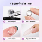 Beetles Solid Builder Gel for Nails,4 Colors Clear Pink White 3D Sculpting Gel Non-Sticky Hand Carving Nail Glue for 3D Nail Art with 3D Mold Chrome Powder Tools Salon DIY at Home,UV&LED Needed - color: Beetles Bubblegum Glow 3D Nail Art Gel Kit