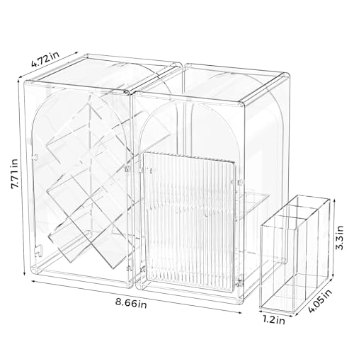 INVSSENE Stackable Makeup Organizer Countertop, Storage Perfume Skincare Cosmetic Lipstick Face Mask Makeup Brush Palettes, Ideal for Vanity Bathroom Counter - color: 3513 Clear