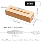 EATAKWARD 4 Pcs 5.9" Wood Rectangle Light Display Pedestal, Wooden Display Base Dimmable Colorful Lights Lamp Stand with USB Cable for Acrylic, Crystal, Night Light (Inner Slot, Square Base) - color: Natural wood color