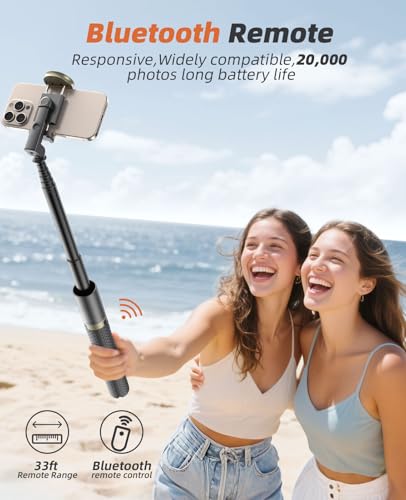 Vimose Phone Tripod & Selfie Stick with Remote, Portable, Lightweight for Video Recording Vlog, Extendable Travel Tripod Stand Compatible with iPhone Android, Black, 62" - color: Black