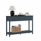 Treocho 47" Fluted Console Table with 3 Drawers, Narrow Long Entryway Table with Storage and Shelf, 2-Tier Sofa Table Behind Couch Accent Tables for Entrance Foyer, Hallway, Living Room, Blue - color: Blue