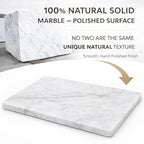 KC KULLICRAFT 8×12 Inches White Marble Cheese & Charcuterie Serving Board – Natural Marble Cutting Board & Pastry Slab with Non‑Slip Feet – Premium Stone Kitchen Tray Gift. - color: White, size: 12"L x 8"W