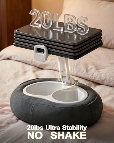 Miledi Tablet Pillow Stand, Compatible with 5"-12.9" Kindle, iPad, Phone/Tablet, 360° Rotating Phone Holder for Bed, Soft Plush Fabric, Detachable Bowl, Reading and Relaxation on Bed, Black - color: Black