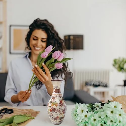 3D Puzzle Vase Unique Flower Vase for Adults Made by 160 Curved Plastic Puzzle, Relax Puzzles for Adults, DIY Jigsaw Creative Gift for Parents & Housewarming - color: Autumn
