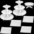 Zopeal 7 Pcs Dessert Table Display Set 3-Tier Cupcake Stand 1-Tier Cup Cake Display Tower Platters and Serving Trays Cardboard Cake Cookie Holders for Wedding Birthday Party Baby Shower(White) - color: White