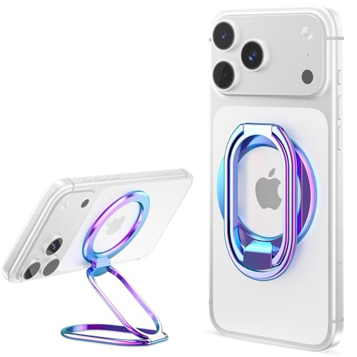 SUPERONE [2025 Upgraded] Mag Safe Phone Ring Holder, Adjustable Magnetic Kickstand & Removable Phone Grip Compatible with Wireless Charging Only for iPhone 17 & 16 & 15 & 14 & 13 Series (Colorful) - color: Colorful