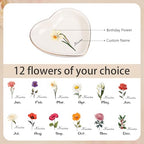 Personalized Birthday Flower Jewelry Tray - Custom Ring Holder Dish with Name for Women Mom Engraved Birth Month Flower Jewelry Tray Gifts for Wife Her Christmas Birthday Anniversary - color: Style 1