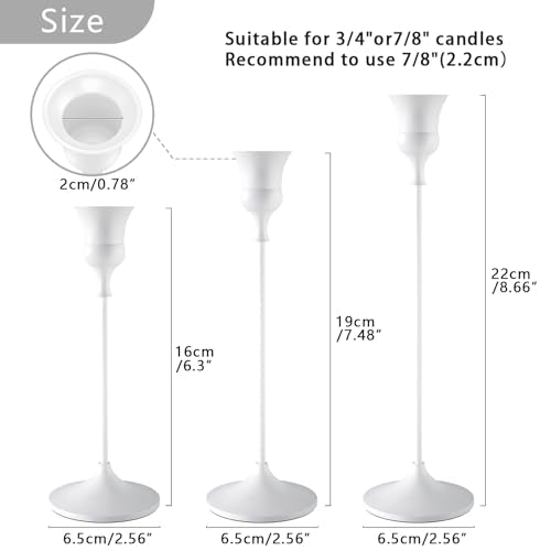 Showin Candlestick Holders White, 3 Packs Taper Candle Holder for Candlesticks, Candle Sticks Holder Decor for Home Decor - color: White