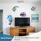 LiveInUrban Coastal Wall Art Angelfish Metal Wall Sculptures, Ocean Beach Themed Metal Hanging Home Decoration 3PCS 9.9"x7.8" - color: angelfish