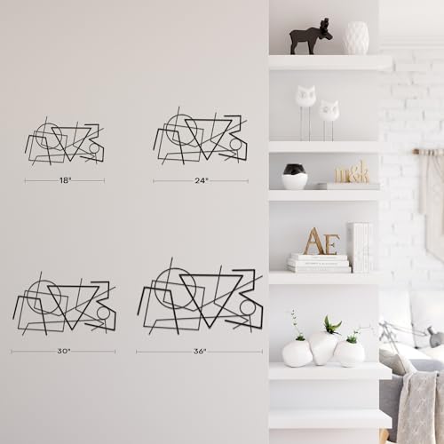 SIGNLEADER Metal Wall Decor Linear Abstract Picasso Minimalist Modern Luxury Wall Sculpture Hangings 3D Statue Home Decoration for Living Room, Bedroom, Bathroom, Kitchen, Fireplace, Office - 18" Black - color: Gry09-2405-m09, size: 18" Black