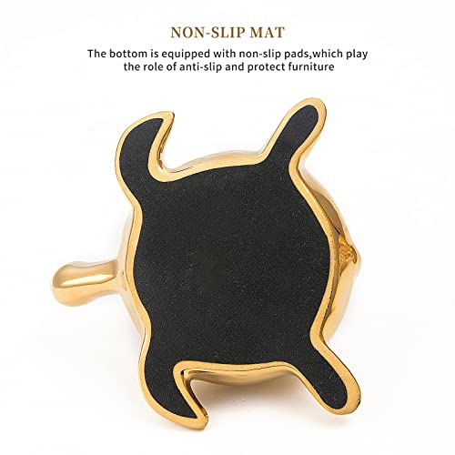 Golden Turtle Statue Set,Sculptures Gold Turtle Ornament Ceramic Statue Home Accessories Gold Desk Home Indoor Decorative Collectible Decor or Elders (3 Pieces) - color: D-b-gold