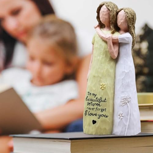 Mom Birthday Gifts from Daughter, Birthday Gifts for Mom from Daughter, Mother Daughter Gift, Mother of The Bride Gift, Sculpted Hand-Painted Figurine(Yellow) - color: Yellow