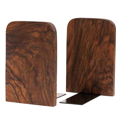 TILISMA Wooden Bookends for Shelves | Walnut Book Stopper for Bookshelves | Modern Wood Bookends for Shelf | Small Book Ends to Hold Firmly | Unique Transportable Separator for Bookshelves (Pair) - size: Pair
