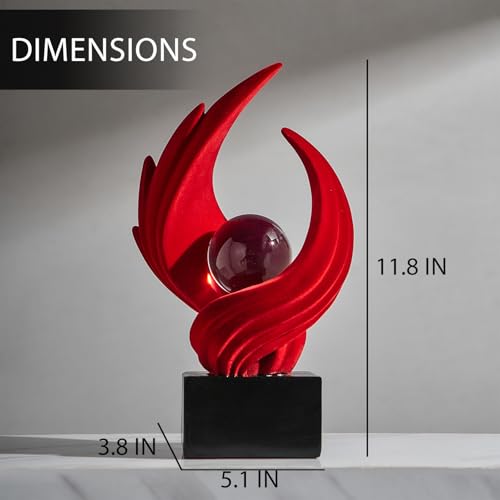 FJS Modern Red Statue Living Room Decor, Abstract Art Table Decor Accents, Resin Sculptures Home Decorations for Table Bookshelf TV Stand Living Room Dining Room Office - color: A-red