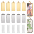 Craftdady Stainless Steel Pendant Cabochon Settings Heart Square Teardrop Flat Round Oval Rectangle Blank Bezel Trays Base Pendant with Glass Cabochons for DIY Earrings Necklace Jewelry - color: Golden & Stainless Steel Color Rectangle