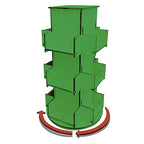 Rotating Display Stand, 3 Tier Wooden Organizer, 4-Sided Display Rack, 360 degree Spinning Multi-Pocket Tabletop Display Stand for Coasters, Stickers, Retail, Showcase, Tradeshow, 17”H, Green - style: GREEN