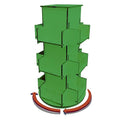 Rotating Display Stand, 3 Tier Wooden Organizer, 4-Sided Display Rack, 360 degree Spinning Multi-Pocket Tabletop Display Stand for Coasters, Stickers, Retail, Showcase, Tradeshow, 17”H, Green - style: GREEN