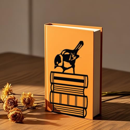 WADORN 1 Pair Sparrow Birds Books Metal Decorative Bookend for Shelves, Heavy Duty Book Ends Non-Skid Books Holder Stand Black Book Support Stoppers for Desk Bookshelf Office Home, 5.3x4.3x7.9 Inch - color: Book Bird