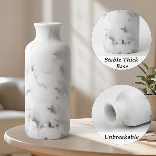 Resin 3 Piece Vase Set, Farmhouse Decor, Home Decorative Vase, Vases for Your Kitchen, Bedroom, Office, Living Room, Bathroom, & Shelf Centerpiece Table Decorations, White Marble Look - color: White Marble Look