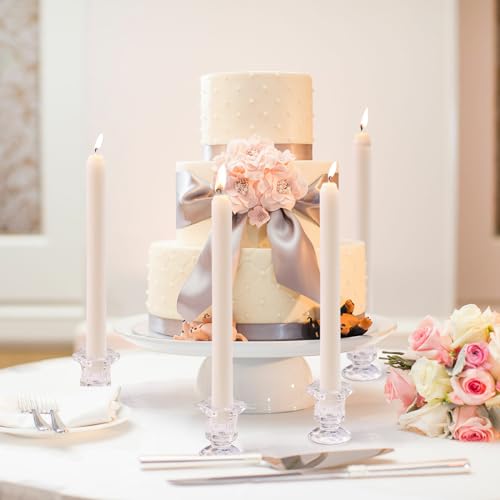 Lanttu Candlestick Holders Bulk, 12 Pcs Glass Candle Holders Set Clear, Crystal Taper Candle Holder for Wedding, Table Centerpiece, Home Decoration - color: Clear