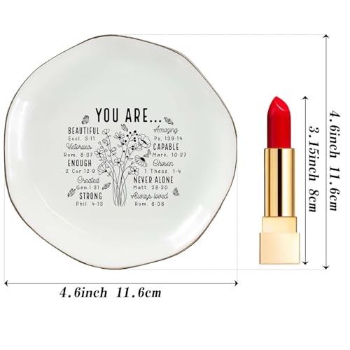 God Says You Are Beautiful Ring Dish – Christian Ceramic Jewelry Tray for Women, Inspirational Bible Verse Trinket Holder Gift for Her, Religious Baptism Gift - color: You Are Beautiful