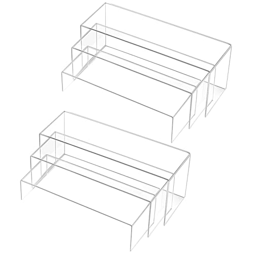 Chuangdi 2 Sets Large Acrylic Risers Display Stands for Figures Collectibles, Shelf Showcase for Dessert Cupcake Candy Treat Action Product Jewelry(Clear,Extra Large Set) - color: Clear, size: Extra Large Set
