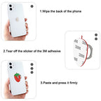 Bonoma Cute Phone Ring Holder with Strawberry Design, 3 Pack Universal Finger Ring Stand Grip Kickstand Ring, 360° Rotation Universal Stylish Stand Compatible with All Smartphones - color: Strawberry-3