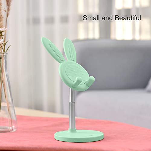 Cell Phone Stand,Angle Height Adjustable Cell Phone Stand for Desk,Cute Rabbit Phone Holder Stand for Desk, Compatible with All Mobile Phones, Tablets(4-10in) (Green) - color: Green