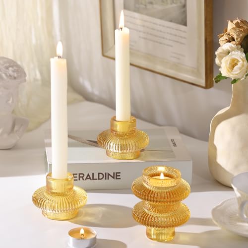 Candlestick Candle Holders 10 Pcs Gold Taper Candle Holder Stand for Wedding Party Thanksgiving Halloween Birthday Mantel Baby Shower Table Centerpieces Decor - color: Gold