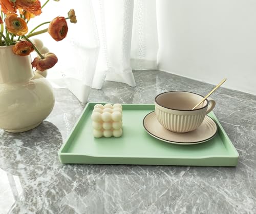 Green Serving Tray (11.8 x 8.7 inch) for Serving Accessory, Spa, Coffee, Drinks, Wine, Tea, Bar, Party, Seasoning, Perfume and Display Use. - color: Green-1 Tray, size: 11.8" x 8.7" x 0.8"