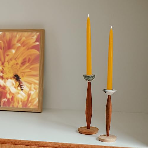 16PCS Beeswax Taper Candles, 9" Handmade Natural Candles, Dripless and Smokeless，9 Hour Burn Time - color: RAW