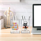Funny Black Cat Work 2 Pack Acrylic Cosmetic Pencil Pen Holder Cup, Cute Office Pen Holder for Desk, Funny Work Burnout Gifts for Coworker Friend, Office Sarcastic Gifts for Women Colleague Boss - style: Work Fine 2