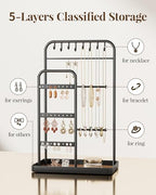 pickpiff Jewelry Holder Stand: Jewelry Display for Necklace, Bracelet, Earring, Ring, Black - color: Black