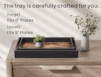 Fibogollo Wooden Set of 2 Serving Tray with Metal Handles,Ottoman Decorative Trays Platter for Coffee Table,Living Room,Bar,Party - size: M+L