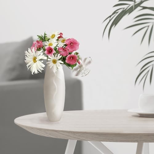 8.26 * 2.36inch Vase for Flowers,White Ceramic Vase for Home Decor,Minimalist Vase for Pampas Grass,Boho Flower Vasefor Kitchen,Dedroom Decor,Office,Living Room,Nordic Style,Decorative Gift.