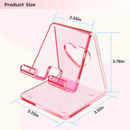 Crpich Acrylic Cell Phone Stand, Portable Phone Holder, Clear Pink Phone Stand for Desk, Compatible with Phone16 15 14 13 12 11 Pro Max SE, Switch, Android Smartphone, Pad, Tablet, Desk Accessories - color: Transparent Pink