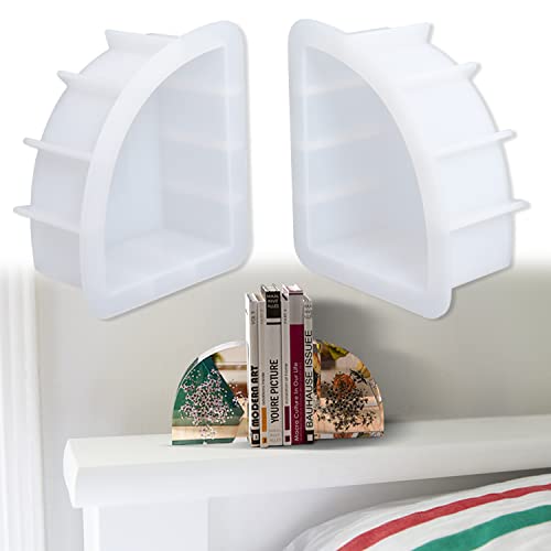 Large Bookends Resin Mold, 1 Pair Sector Silicone Geode Book Organizer, DIY Crystal Epoxy Mold for Books, Desktop Organizer, Office Home Decoration, Gift