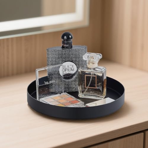 2 Pack Black Metal Round Tray, Candle Holder Tray, Decorative Serving Tray, Coffee Table Trays for Modern Farmhouse Home Decorations (7.8") - color: Black 7.8" 2 Pack