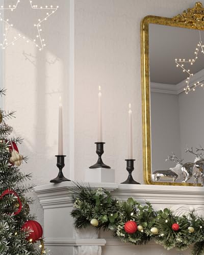 Matte Black Candle Holders Set of 2, Metal Candlestick Holders for Weddings, Dining, Housewarming Taper Candle Holders as Table or Mantel Centerpiece Christmas Candle Stick Holder Decor