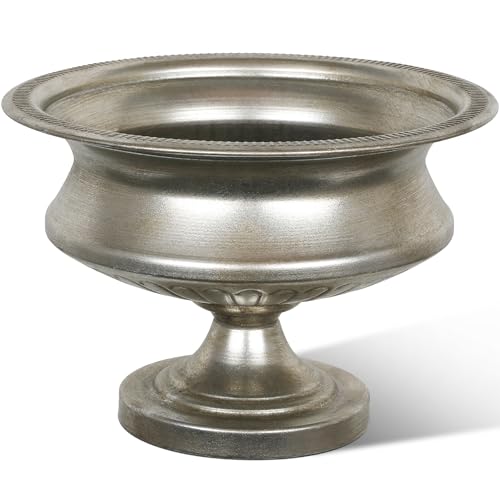 Worth 8" H. Silver Color Urn Vase for Centerpieces, 11.8" Dia. Metal Trumpet Small Flower Pots for Table, Bowl Vase for Wedding Party Event Home Decor - color: Silver, size: Short - 1 Pack