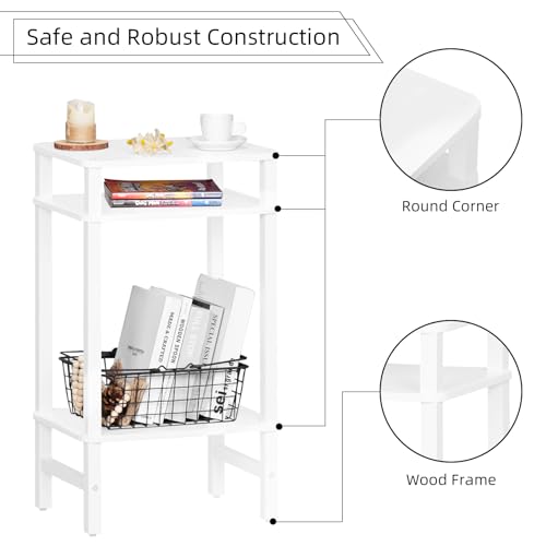 YUFAM Side Table End Table Tall Night Stand 3-Tier for Living Room Bedroom Bathroom Office Furniture White - color: White, size: 3 Tier