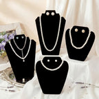Wenqik 10 Pcs Black Velvet Necklace Display Stand 2 Size 10.9in 8.25in Tall Necklace Easel Display Set Foldable Black Velvet Jewelry Bust Easel for Jewelry Selling Vendors Shows