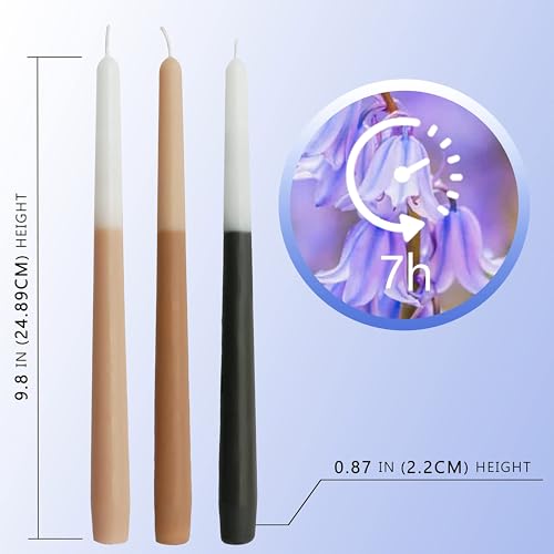 10 Inch Taper Candles Handmade Set of 6 – Bluebell Scent Tapered Candles in Brown, Candlesticks Smokeless Candle Sticks for Wedding, Home Decor, and Party Meditation - color: Bluebell 6PC